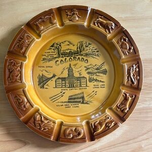 Vintage Colorado Souvenir Ashtray / Trinket Dish | 10” MCM Zodiac Rim